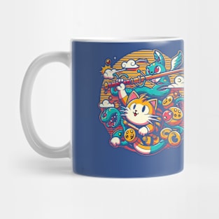 Catstronauts Exploring the Quirky World,curious cat with friends Mug